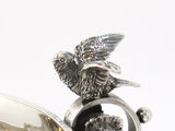 Sterling Silver Clark & Biddle Antique Bird-Decorated Sugar Bowl & Creamer Set