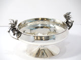 Sterling Silver Clark & Biddle Antique Bird-Decorated Sugar Bowl & Creamer Set
