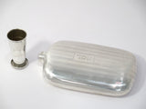 6 5/8 in - Sterling Silver Antique American Flask w/ Collapsible Cup Cap