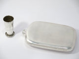 6 5/8 in - Sterling Silver Antique American Flask w/ Collapsible Cup Cap