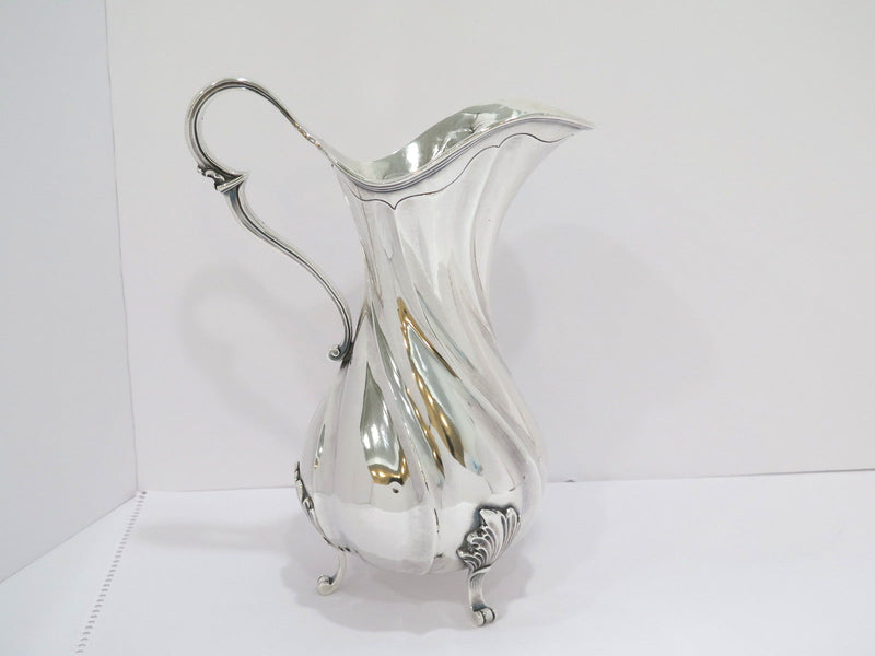 11.75" Sterling Silver Buccellati Antique Italian Twisted Design Footed Pitcher