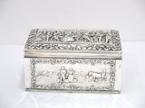 6 1/8 in - European Silver Antique Dutch Military Men Scene Box