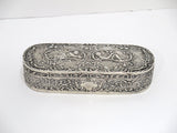 7 3/8 in - European Silver Antique German Hanau Girl & Boy Floral Box