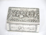 6 1/8 in - European Silver Antique Dutch Military Men Scene Box