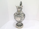 16" Coin Silver Bailey Antique c. 1840 Floral Repousse Grapevine Handle Pitcher