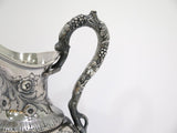 16" Coin Silver Bailey Antique c. 1840 Floral Repousse Grapevine Handle Pitcher