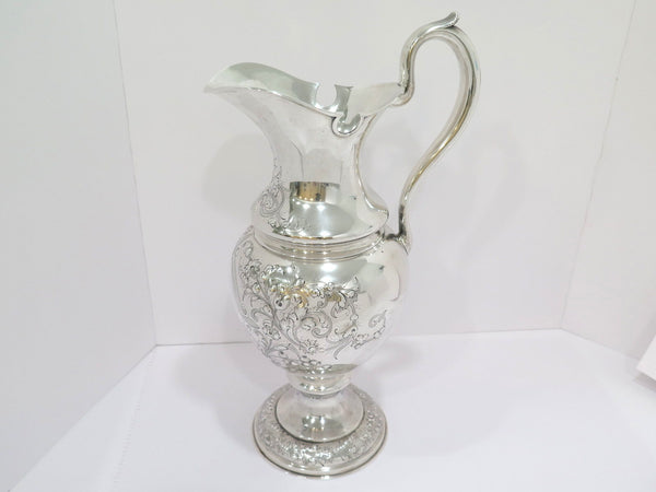 18 3/8 in - Sterling Silver Duhme & Co. Antique Floral Repousse Pitcher