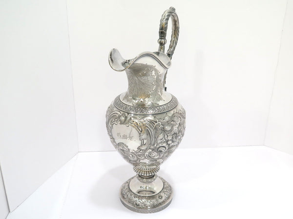 17.75 in - Coin Silver Ball, Tompkins & Black Antique 1839-1851 Repousse Pitcher