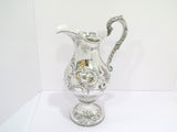 14 7/8 in - Coin Silver J. & W. Moir Antique c. 1852 Floral Repousse Pitcher