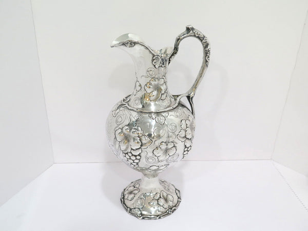 15 in - Coin Silver George Ladd Antique c. 1866 Grapevine Repousse Ewer