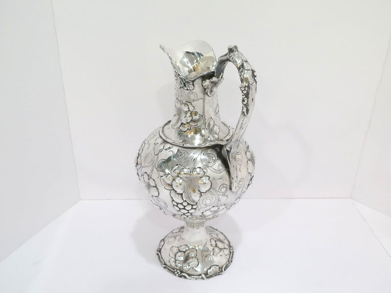 15 in - Coin Silver George Ladd Antique c. 1866 Grapevine Repousse Pitcher