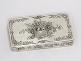 3 in - European Silver Gilt Interior Antique German Basket of Roses Snuff Box