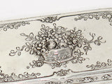 3 in - European Silver Gilt Interior Antique German Basket of Roses Snuff Box