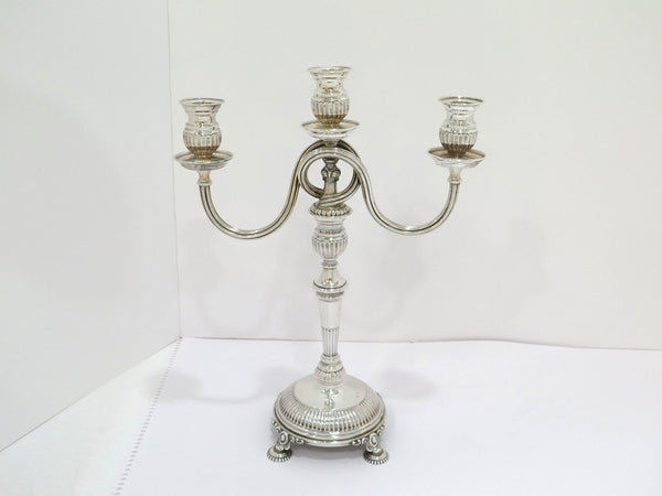 2 of 13.25" 833 Silver Antique Portuguese 3 to 1 Candle Convertible Candelabras