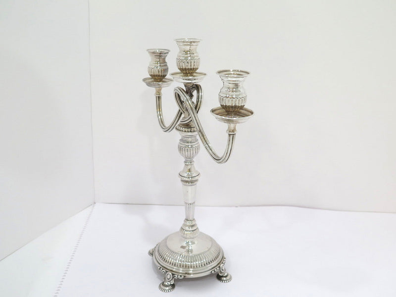 2 of 13.25" 833 Silver Antique Portuguese 3 to 1 Candle Convertible Candelabras