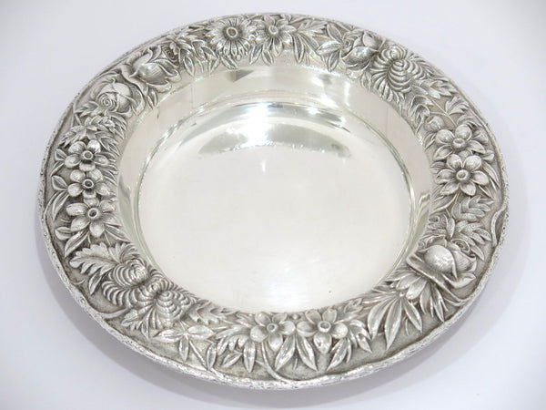 7.25" Sterling Silver S. Kirk & Son Antique Floral Repousse Round Serving Plate