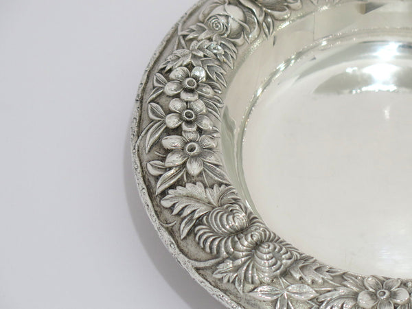 7.25" Sterling Silver S. Kirk & Son Antique Floral Repousse Round Serving Plate