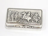 2.75 in - Sterling Silver Antique English Noblemen Scene Snuff Box