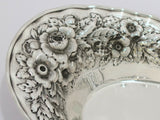 14 in - Sterling Silver Antique American Floral Repousse Bread Dish