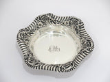 6.5 in Sterling Silver Reed & Barton Antique Hibiscus Striped Rim Candy Nut Dish