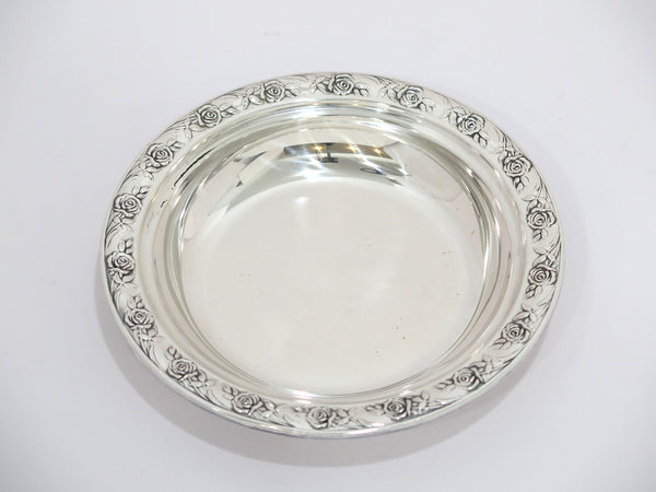 6" Sterling Silver Reed & Barton Antique Rose-Decorated Rim Round Serving Plate