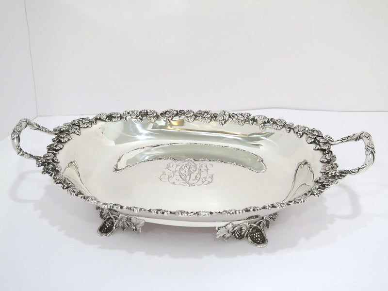 15 in - Sterling Silver Tiffany & Co. Antique Grapevine Footed Oval Serving Bowl