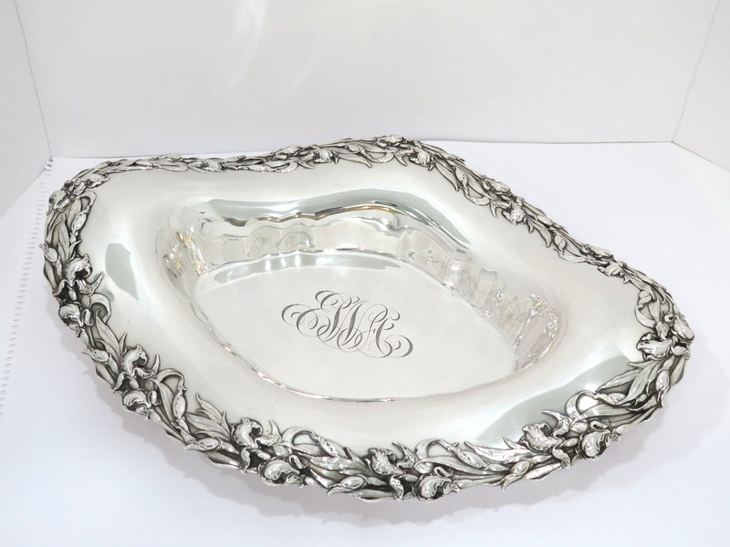 19.25 in - Sterling Silver Reed & Barton Antique Iris Serving Bowl / Centerpiece