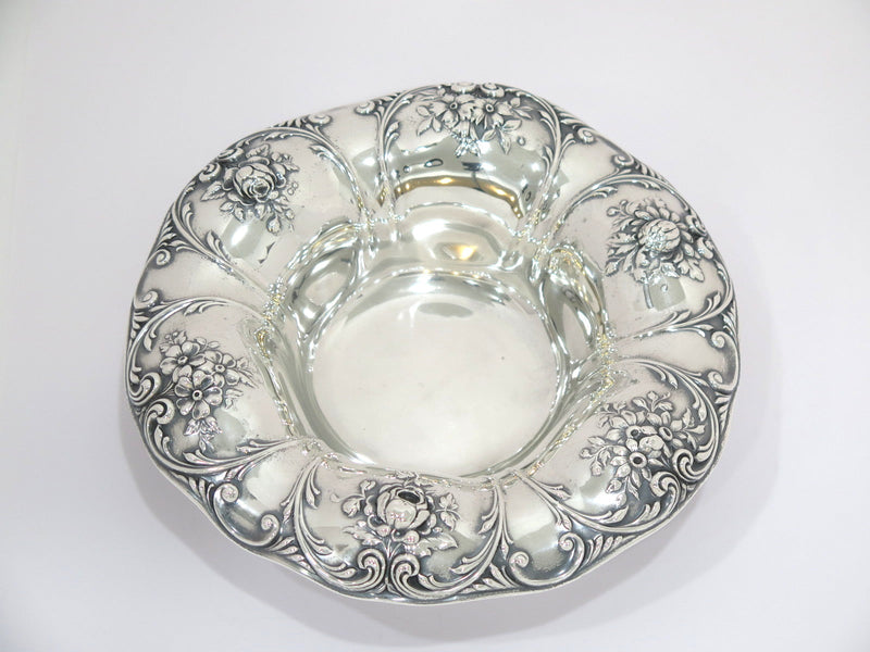 9.75 in - Sterling Silver Gorham Antique Floral Serving Bowl