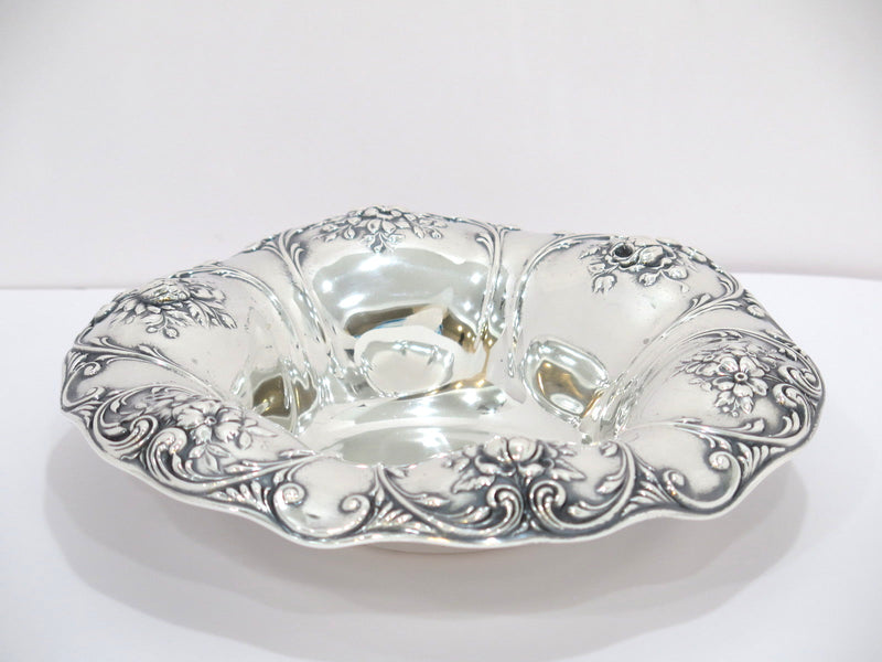 9.75 in - Sterling Silver Gorham Antique Floral Serving Bowl