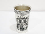 Set of 4 - 3 3/8 in European Silver Antique Swiss Schutzenfest Liquor Shot Cups