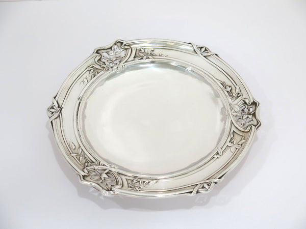 9.5" 950 Silver Antique French Art Nouveau Floral Openwork Footed Serving Plate