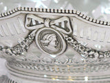 16.25 in - European Silver Antique Dutch Medallion Bow Footed Bowl / Centerpiece