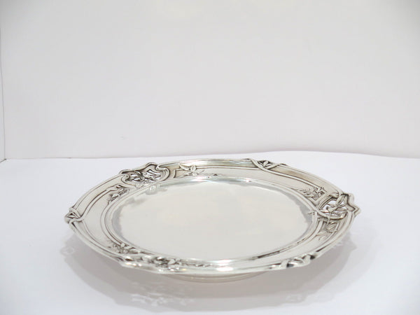 9.5" 950 Silver Antique French Art Nouveau Floral Openwork Footed Serving Plate