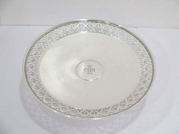 9.5 in - Sterling Silver Tiffany & Co. Antique Art Deco Footed Round Platter