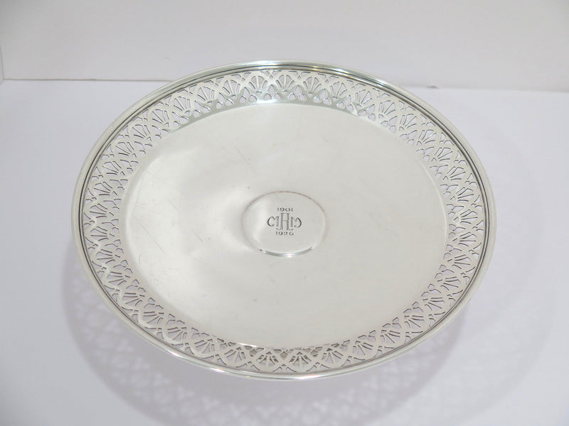 9.5 in - Sterling Silver Tiffany & Co. Antique Art Deco Footed Round Platter