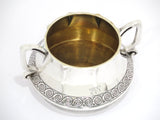 6 1/8 in - 84 Silver Gilt Interior Antique Russian Swirl Pattern Open Sugar Bowl