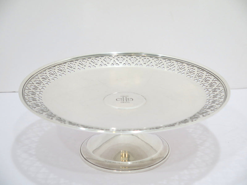 9.5 in - Sterling Silver Tiffany & Co. Antique Art Deco Footed Round Platter