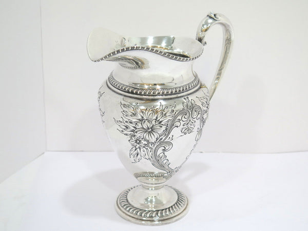 11 in - Sterling Silver Frank M. Whiting Co. Antique Floral Hand Chased Pitcher
