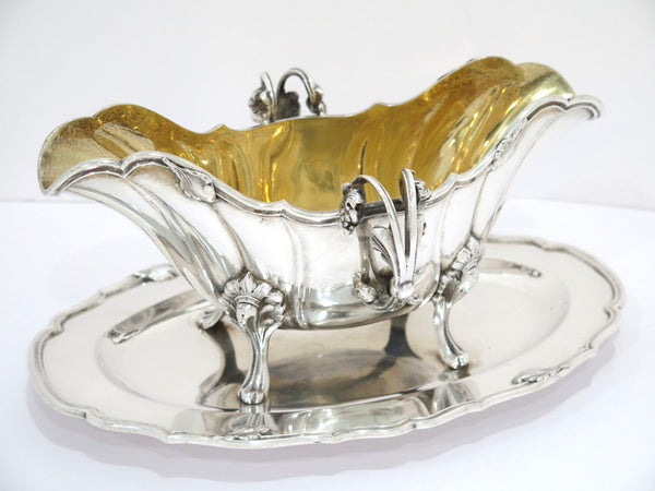 9 5/8 in European Silver Gilt Interior Otto Schneider Antique German Gravy Boat