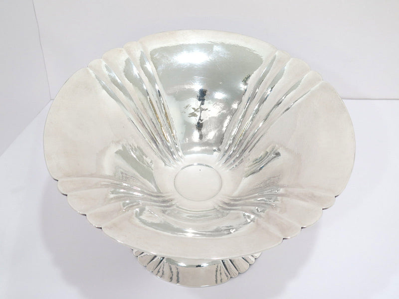 12 in - European Silver Antique Swedish Rose Hammered Footed Serving Bowl