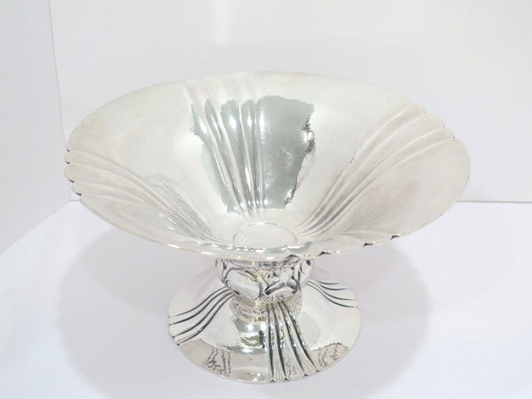 12 in - European Silver Antique Swedish Rose Hammered Footed Serving Bowl