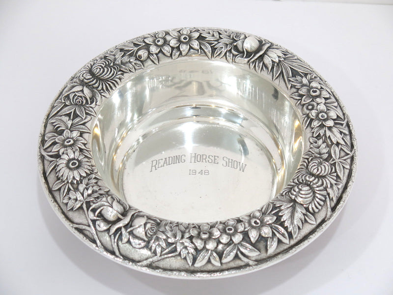 9.5 in - Sterling Silver S. Kirk & Son Vintage Floral Repousse Serving Bowl