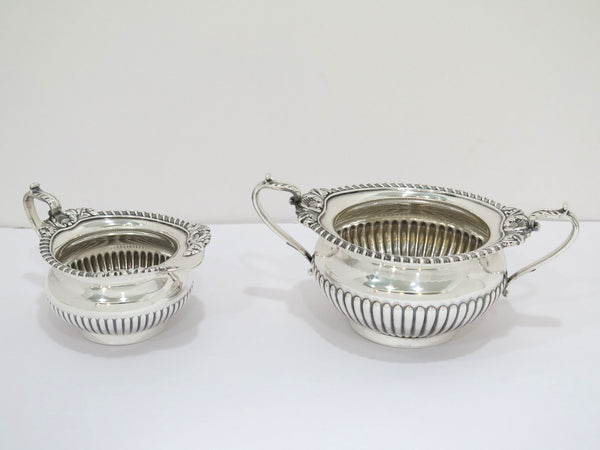 Sterling Silver Vintage English Sugar Bowl & Creamer Set