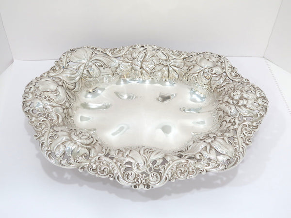 18.5 in - Sterling Silver Gorham Antique Flower-Decorated Footed Serving Bowl