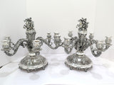 Pair of 15.75 in European Silver Antique Italian Triton on Seahorse Candelabras