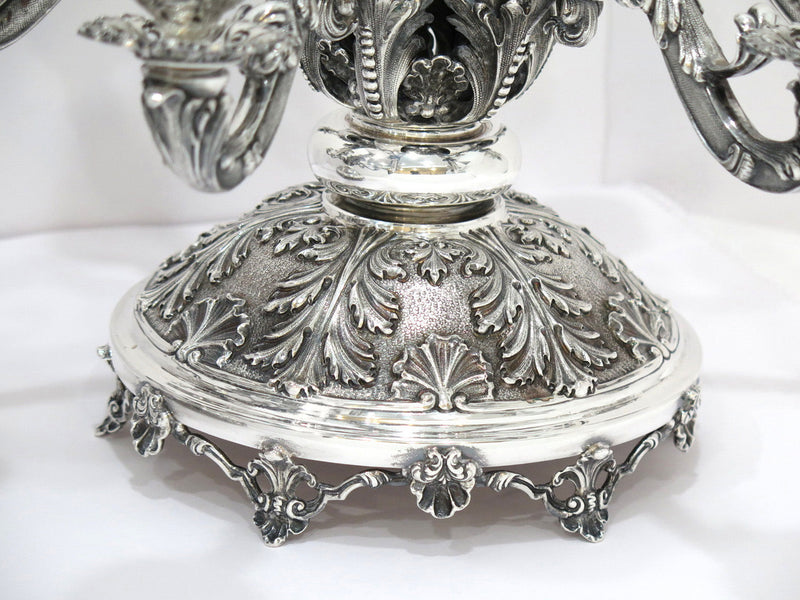 Pair of 15.75 in European Silver Antique Italian Triton on Seahorse Candelabras