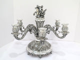 Pair of 15.75 in European Silver Antique Italian Triton on Seahorse Candelabras