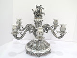 Pair of 15.75 in European Silver Antique Italian Triton on Seahorse Candelabras