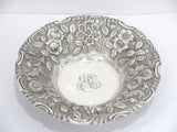 9 in Sterling Silver Jacobi & Jenkins Antique Floral Repousse Round Serving Bowl