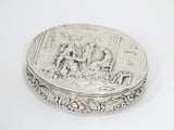 4.5 in - European Silver Antique German Hanau Tavern Scene Oval Box